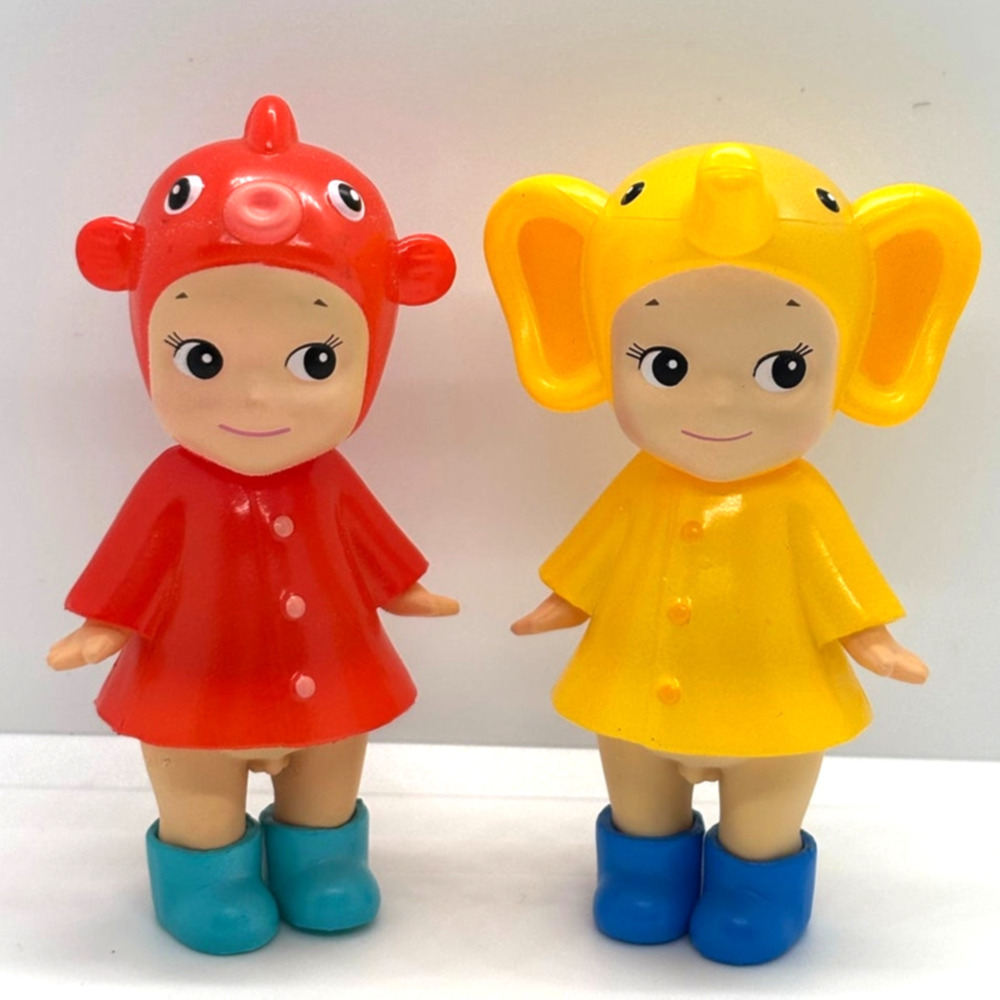 Two New Unbranded Kewpie/Angel Mini Figures, in Elephant & Fish Costumes